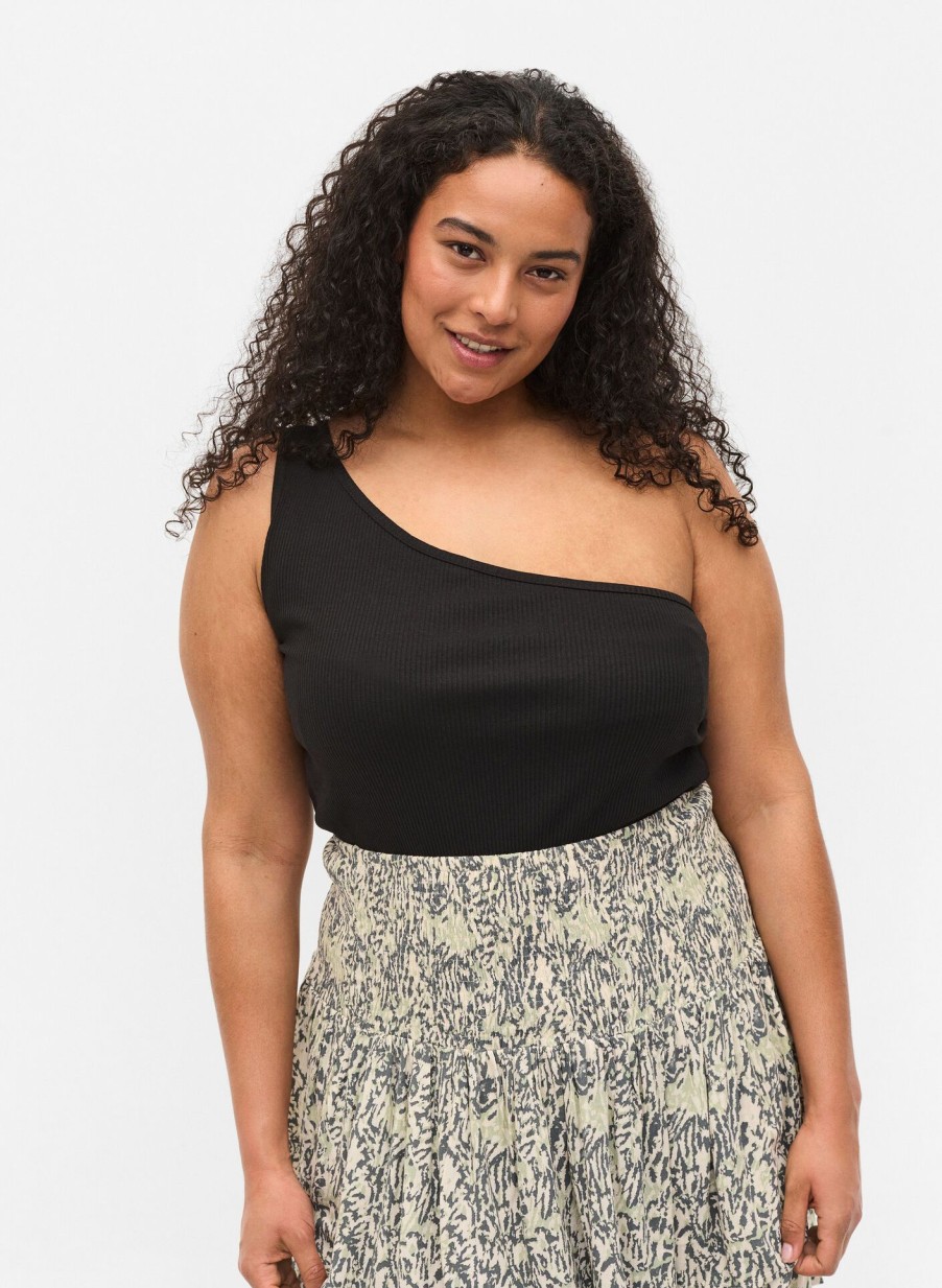 T-Shirts & Toppe ZIZZI | One-Shoulder Top I Bomuld