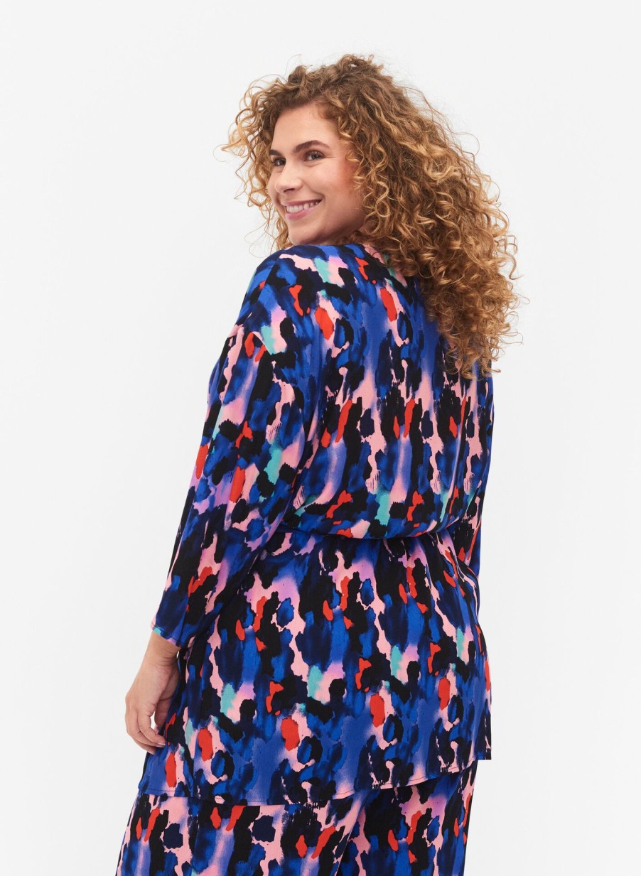 Bluser & Skjorter ZIZZI | Kimono I Viskose Med Print