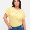 T-Shirts & Toppe ZIZZI | Los T-Shirt Med Broderi Anglaise