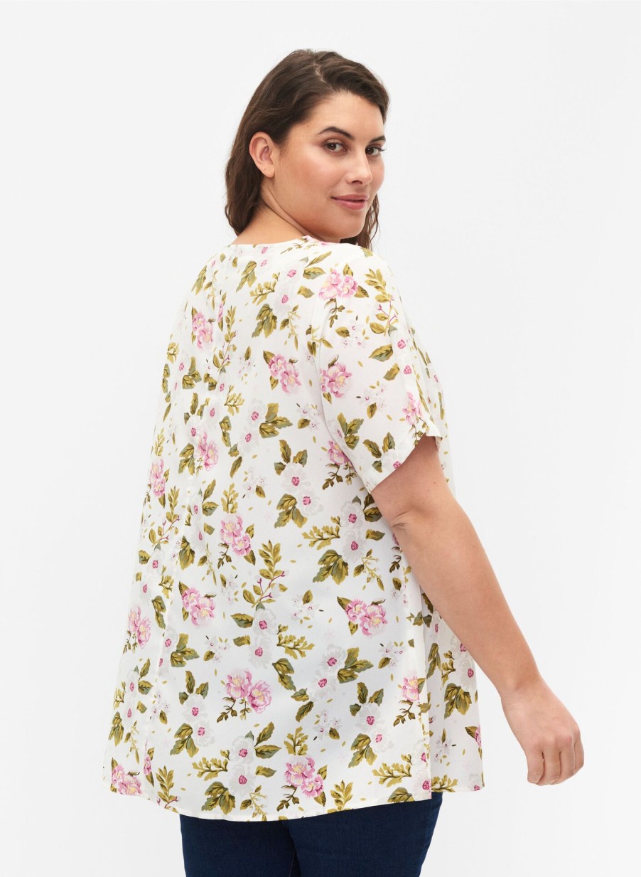 Bluser & Skjorter Flash by Zizzi | Flash - Bluse Med Korte Aermer Og Print