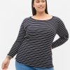 Bluser & Skjorter ZIZZI | Stribet Bluse Med Rund Hals