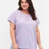 T-Shirts & Toppe ZIZZI | Los T-Shirt Med Broderi Anglaise