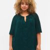 Bluser & Skjorter ZIZZI | Kortaermet Bluse Med Struktur